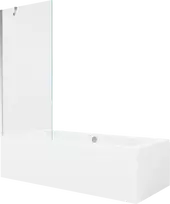 Vonia Mexen Cube su apdaila ir stiklo sienele, 180x80 cm + 80 cm, Baltas+Chrome/Transparent