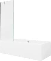Vonia Mexen Cube su apdaila ir stiklo sienele, 180x80 cm + 70 cm, Baltas+Chrome/Transparent