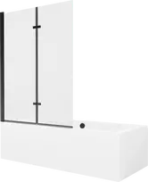 Vonia Mexen Cube su apdaila ir stiklo sienele, 180x80 cm + 120 cm (II), Baltas+Juodas/Transparent