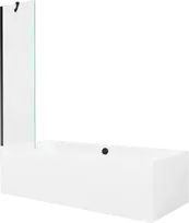 Vonia Mexen Cube su apdaila ir stiklo sienele, 170x80 cm + 50 cm, Baltas+Juodas/Transparent