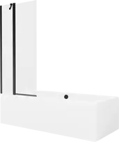 Vonia Mexen Cube su apdaila ir stiklo sienele, 180x80 cm + 80 cm, Baltas+Juodas/Transparent