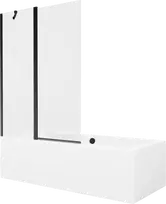 Vonia Mexen Cube su apdaila ir stiklo sienele, 180x80 cm + 120 cm, Baltas+Juodas/Transparent