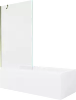 Vonia Mexen Cubik su apdaila ir stiklo sienele, 170x70 cm + 100 cm, Baltas+Gold/Transparent