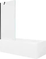 Vonia Mexen Cubik su apdaila ir stiklo sienele, 170x70 cm + 80 cm, Baltas+Juodas/Transparent