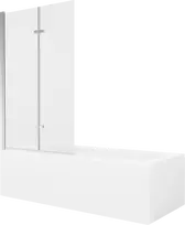 Vonia Mexen Vega su apdaila ir stiklo sienele, 180x80 cm + 100 cm (II), Baltas+Chrome/Transparent