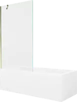 Vonia Mexen Cubik su apdaila ir stiklo sienele, 150x70 cm + 100 cm, Baltas+Gold/Transparent