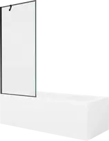 Vonia Mexen Cubik su apdaila ir stiklo sienele, 170x70 cm + 80 cm, Baltas+Juodas frame