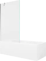 Vonia Mexen Cubik su apdaila ir stiklo sienele, 170x70 cm + 100 cm, Baltas+Chrome/Transparent