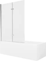 Vonia Mexen Cubik su apdaila ir stiklo sienele, 150x70 cm + 120 cm (II), Baltas+Chrome/Transparent