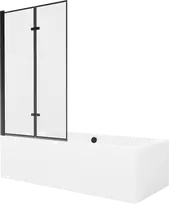 Vonia Mexen Cube su apdaila ir stiklo sienele, 180x80 cm + 100 cm (II), Baltas+Juodas frame