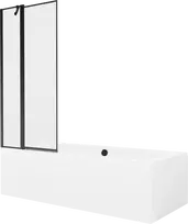 Vonia Mexen Cube su apdaila ir stiklo sienele, 170x80 cm + 80 cm, Baltas+Juodas frame