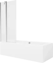 Vonia Mexen Cube su apdaila ir stiklo sienele, 170x80 cm + 80 cm, Baltas+Chrome/Transparent