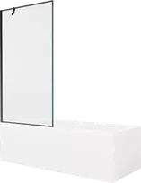 Vonia Mexen Cubik su apdaila ir stiklo sienele, 160x70 cm + 90 cm, Baltas+Juodas frame
