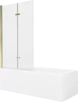 Vonia Mexen Cubik su apdaila ir stiklo sienele, 150x70 cm + 100 cm (II), Baltas+Gold/Transparent