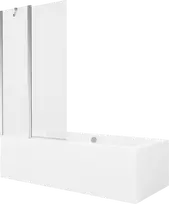 Vonia Mexen Cube su apdaila ir stiklo sienele, 170x80 cm + 100 cm, Baltas+Chrome/Transparent
