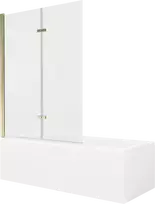 Vonia Mexen Cubik su apdaila ir stiklo sienele, 170x70 cm + 120 cm (II), Baltas+Gold/Transparent