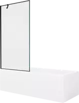 Vonia Mexen Cubik su apdaila ir stiklo sienele, 150x70 cm + 90 cm, Baltas+Juodas frame