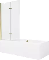 Vonia Mexen Cube su apdaila ir stiklo sienele, 180x80 cm + 100 cm (II), Baltas+Gold/Transparent