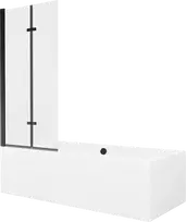 Vonia Mexen Cube su apdaila ir stiklo sienele, 180x80 cm + 80 cm (II), Baltas+Juodas/Transparent