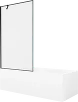 Vonia Mexen Cubik su apdaila ir stiklo sienele, 160x70 cm + 100 cm, Baltas+Juodas frame