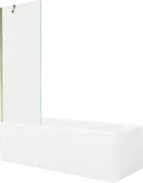 Vonia Mexen Cubik su apdaila ir stiklo sienele, 160x70 cm + 70 cm, Baltas+Gold/Transparent