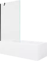 Vonia Mexen Cubik su apdaila ir stiklo sienele, 160x70 cm + 100 cm, Baltas+Juodas/Transparent