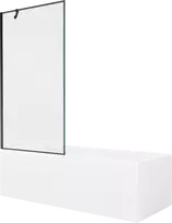 Vonia Mexen Cubik su apdaila ir stiklo sienele, 170x70 cm + 90 cm, Baltas+Juodas frame