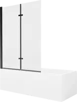 Vonia Mexen Cubik su apdaila ir stiklo sienele, 150x70 cm + 120 cm (II), Baltas+Juodas/Transparent