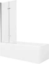 Vonia Mexen Cubik su apdaila ir stiklo sienele, 160x70 cm + 80 cm (II), Baltas+Chrome/Transparent