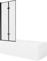 Vonia Mexen Cubik su apdaila ir stiklo sienele, 160x70 cm + 80 cm (II), Baltas+Juodas frame
