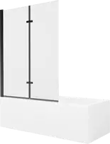 Vonia Mexen Cubik su apdaila ir stiklo sienele, 160x70 cm + 120 cm (II), Baltas+Juodas/Transparent