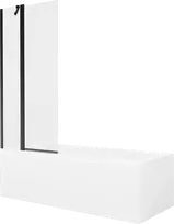 Vonia Mexen Cubik su apdaila ir stiklo sienele, 150x70 cm + 80 cm, Baltas+Juodas/Transparent