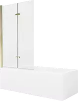 Vonia Mexen Cubik su apdaila ir stiklo sienele, 170x70 cm + 100 cm (II), Baltas+Gold/Transparent