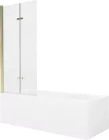 Vonia Mexen Cubik su apdaila ir stiklo sienele, 150x70 cm + 80 cm (II), Baltas+Gold/Transparent
