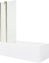 Vonia Mexen Cubik su apdaila ir stiklo sienele, 160x70 cm + 80 cm, Baltas+Gold/Transparent