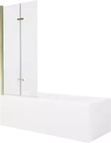 Vonia Mexen Cubik su apdaila ir stiklo sienele, 170x70 cm + 80 cm (II), Baltas+Gold/Transparent