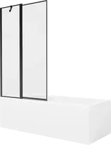 Vonia Mexen Cubik su apdaila ir stiklo sienele, 170x70 cm + 100 cm, Baltas+Juodas frame