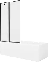 Vonia Mexen Cubik su apdaila ir stiklo sienele, 160x70 cm + 100 cm, Baltas+Juodas frame