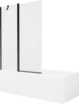 Vonia Mexen Cubik su apdaila ir stiklo sienele, 170x70 cm + 120 cm, Baltas+Juodas/Transparent