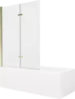 Vonia Mexen Cubik su apdaila ir stiklo sienele, 150x70 cm + 120 cm (II), Baltas+Gold/Transparent