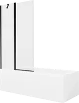 Vonia Mexen Cubik su apdaila ir stiklo sienele, 160x70 cm + 100 cm, Baltas+Juodas/Transparent