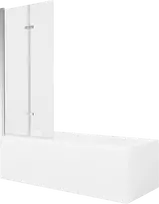 Vonia Mexen Cubik su apdaila ir stiklo sienele, 170x70 cm + 80 cm (II), Baltas+Chrome/Transparent