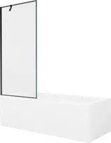 Vonia Mexen Cubik su apdaila ir stiklo sienele, 160x70 cm + 80 cm, Baltas+Juodas frame