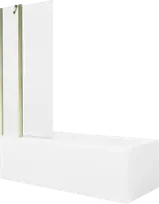 Vonia Mexen Cubik su apdaila ir stiklo sienele, 150x70 cm + 80 cm, Baltas+Gold/Transparent