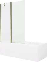 Vonia Mexen Cubik su apdaila ir stiklo sienele, 150x70 cm + 120 cm, Baltas+Gold/Transparent