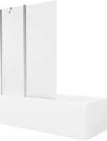 Vonia Mexen Cubik su apdaila ir stiklo sienele, 160x70 cm + 120 cm, Baltas+Chrome/Transparent