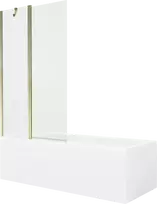 Vonia Mexen Cubik su apdaila ir stiklo sienele, 150x70 cm + 100 cm, Baltas+Gold/Transparent