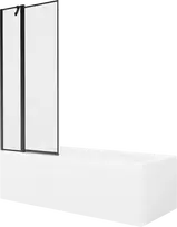 Vonia Mexen Cubik su apdaila ir stiklo sienele, 170x70 cm + 80 cm, Baltas+Juodas frame