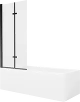 Vonia Mexen Cubik su apdaila ir stiklo sienele, 170x70 cm + 80 cm (II), Baltas+Juodas/Transparent