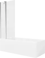 Vonia Mexen Cubik su apdaila ir stiklo sienele, 160x70 cm + 80 cm, Baltas+Chrome/Transparent